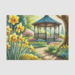 Papel De Seda Narcisos Amarelos na Primavera com Gazebo