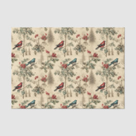 Papel De Seda Natais vintages Blue Jay Red Mockingbird