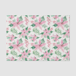 Papel De Seda Natais vintages de Poinsettias Rosa