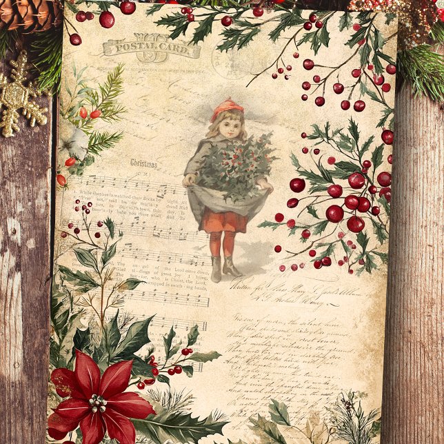 Papel De Seda Natais vintages Decoupage Botânica de inverno (Criador carregado)