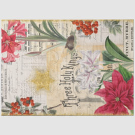Papel De Seda Natais vintages Flores Holly Ephemera Decoupage