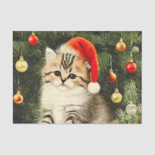 Papel De Seda Natais vintages Kitten (Frente )