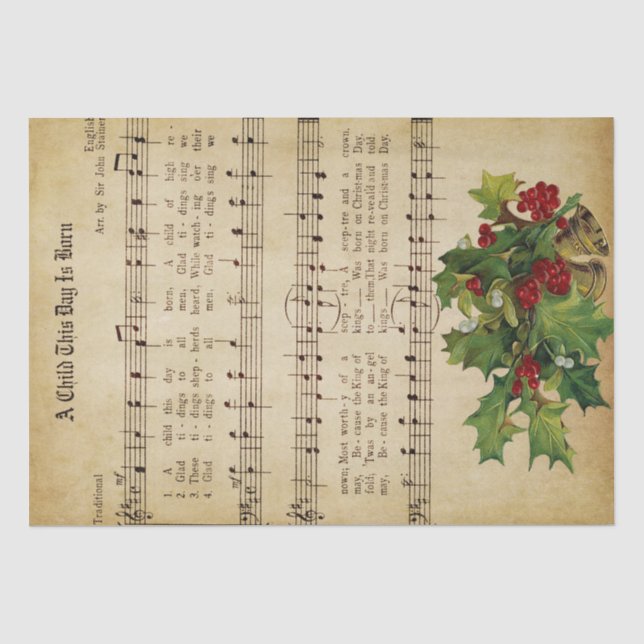 Papel De Seda Natais vintages Música (Frente )