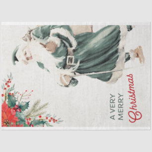 Papel De Seda natais vintages Papais noeis Teais Desligamento