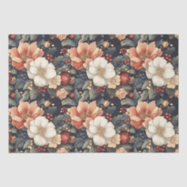 Papel De Seda Natais vintages Poinsettia Floral e Rosas