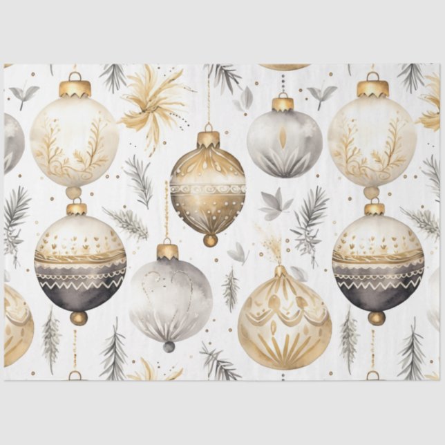 Papel De Seda Natais vintages Pretos Prateados Dourados (Frente )