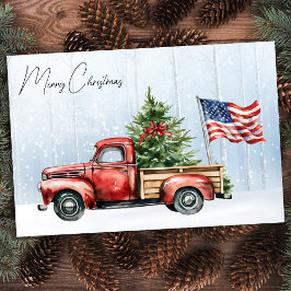 Papel De Seda Natais vintages Red Truck Patriotic USA Flag