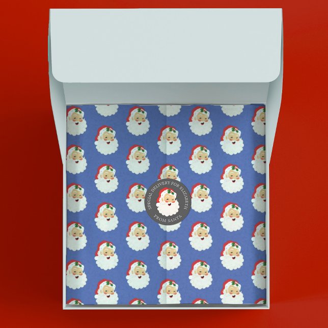 Papel De Seda Natais vintages Santa Claus (Vintage Santa Claus patterned tissue paper is perfect for wrapping your Christmas holiday gifts.)