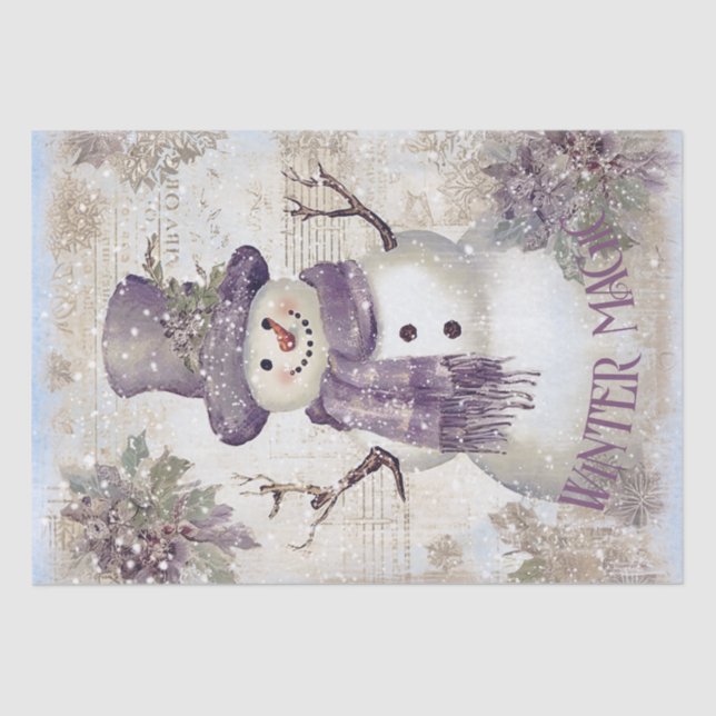 Papel De Seda Natais vintages Snowman (Frente )