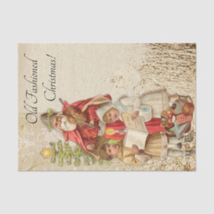 Papel De Seda Natais vintages Tocando Árvore de Crianças Violina