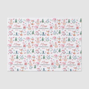 Papel De Seda Natal Alegre Aquarela de Inverno Fofa