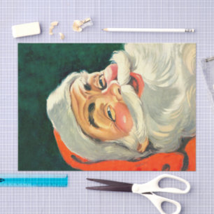 Papel De Seda Natal Antigo, Alegre Papai Noel Retro dos Anos 50