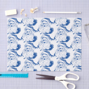 Papel De Seda Natal Antigo, Papai Noel Alegre de Azul
