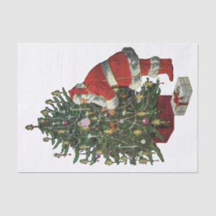 Papel De Seda Natal Antigo, Papai Noel com Presentes