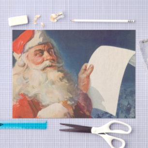 Papel De Seda Natal Antigo, Papai Noel Lista de Meninos Maus e B
