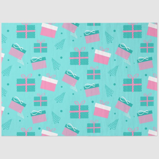 Papel De Seda Natal Apresenta Flocos de Neve Natal Azul (Frente )