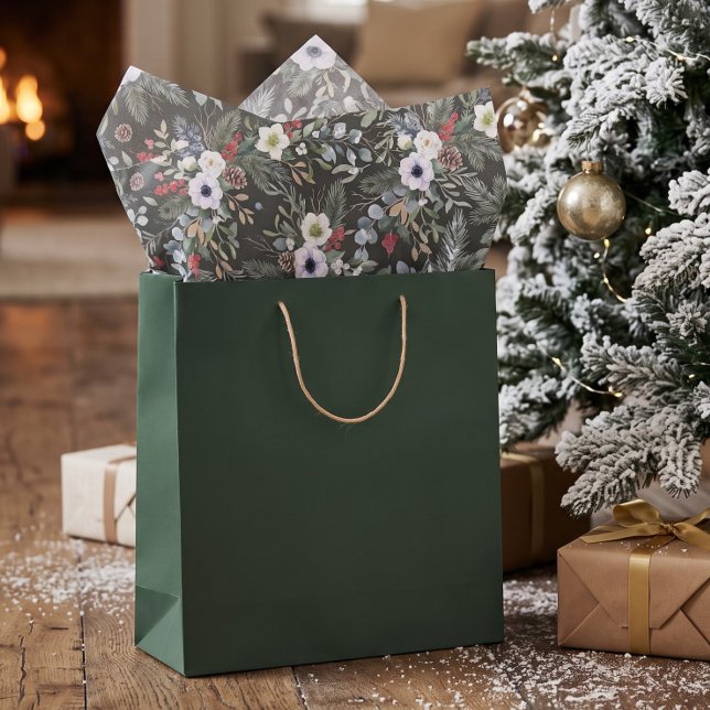 Papel De Seda Natal Botânico Alegre Personalizado (Joyful Botanical Christmas Personalized Tissue Paper by Ricaso. Stunning classy holiday gift wrap
)