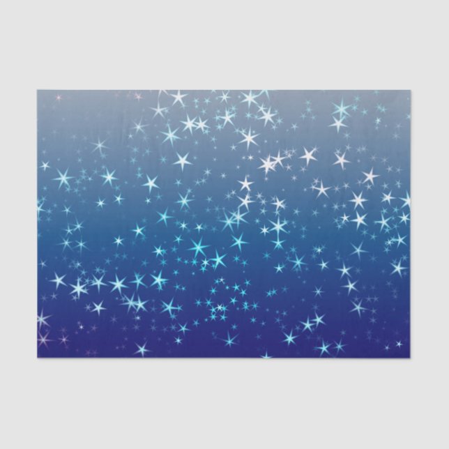 Papel De Seda Natal brilha estrelas céu azul (Frente )