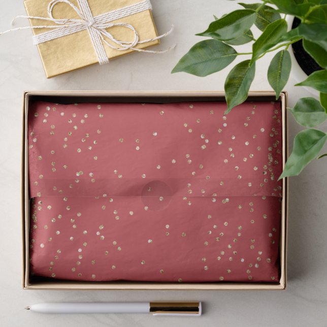 Papel De Seda Natal Brilho Ouro Vermelho   (Presente)