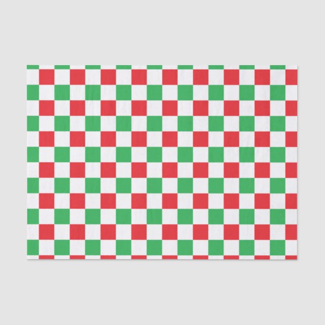 Papel De Seda Natal Checkered vermelho e verde (Frente )