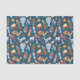 Papel De Seda Natal com Natividade Colorida