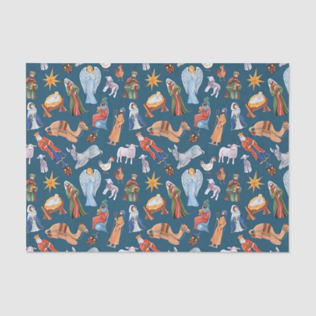 Papel De Seda Natal com Natividade Colorida (Frente )