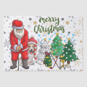 Papel De Seda Natal com Papai Noel e Cachorro