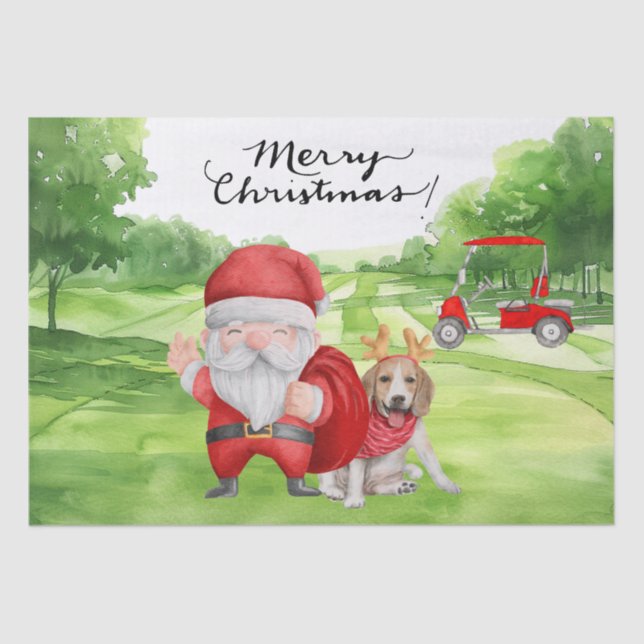 Papel De Seda Natal com Papai Noel e Cachorro (Frente )