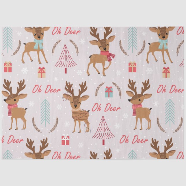 Papel De Seda Natal Cute Deer Series Design 2 (Frente )