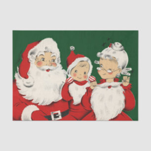 Papel De Seda Natal da família de papais noeis