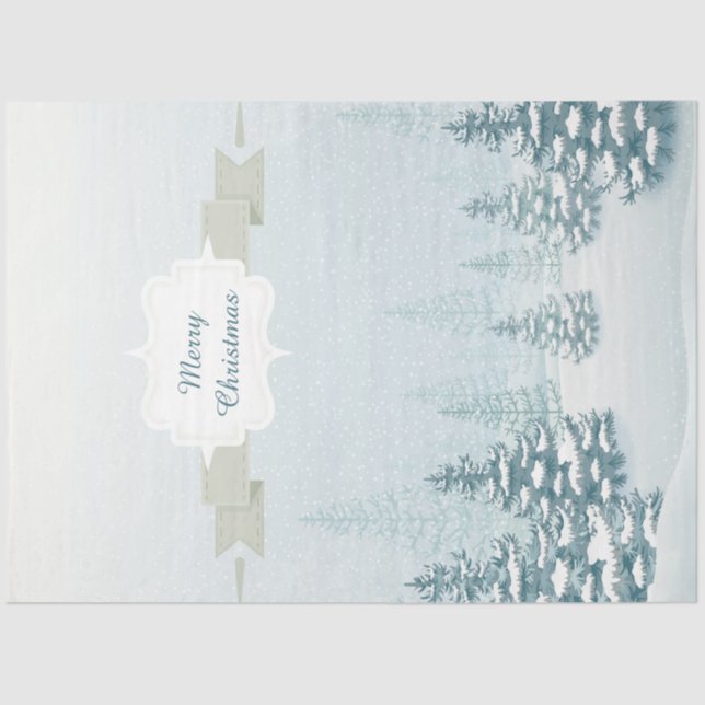 Papel De Seda Natal da Floresta Branca de Inverno (Frente )