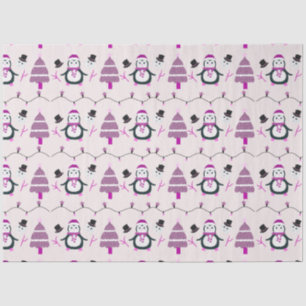Papel De Seda Natal das Árvores e Pinguins