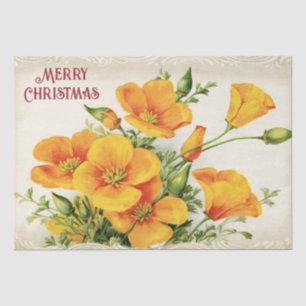 Papel De Seda Natal das Flores Amarelas Vintage