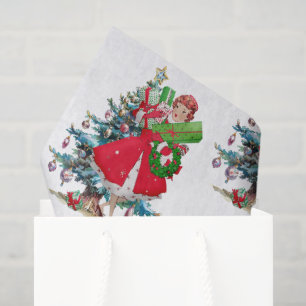 Papel De Seda Natal de 1950 Senhora Vintage 