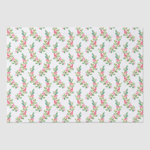 Papel De Seda Natal de Berries e Folhas de Natal