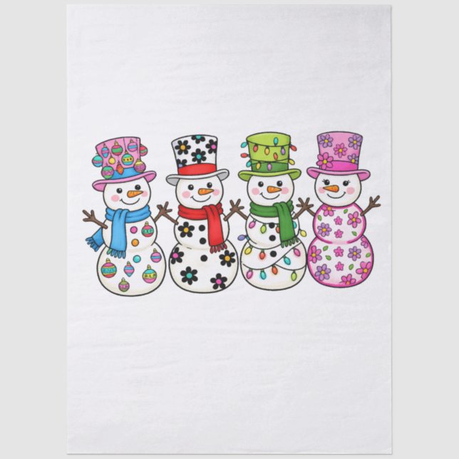 Papel De Seda Natal de Boneco de Neve Elegante (Frente )