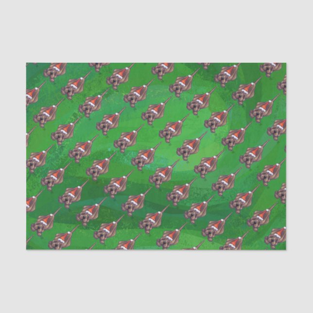 Papel De Seda Natal De Cachorro Em Verde (Frente )