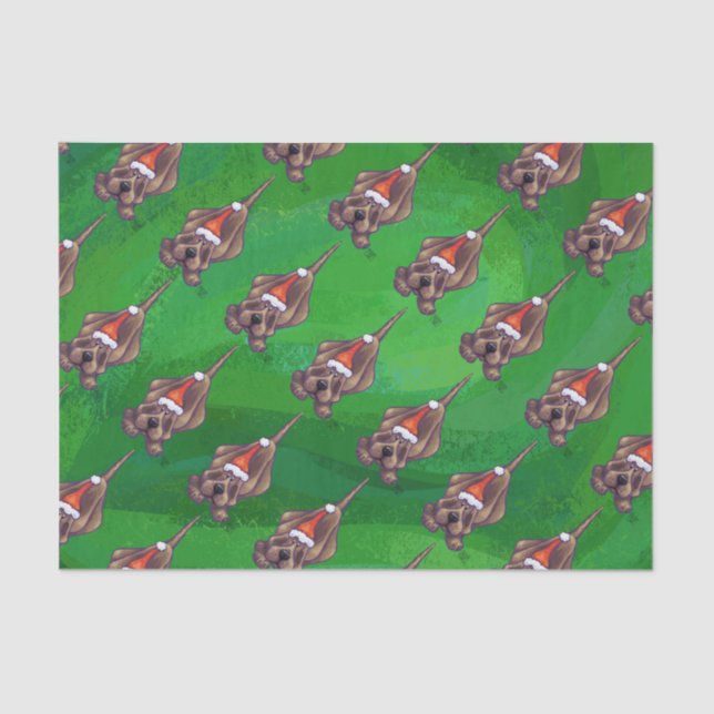 Papel De Seda Natal De Cachorro Em Verde (Frente )