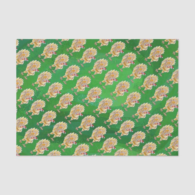 Papel De Seda Natal De Frango Em Verde (Frente )
