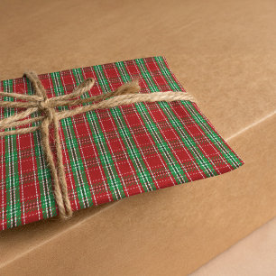 Papel De Seda Natal de padrão de Xadrez Verde Vermelho