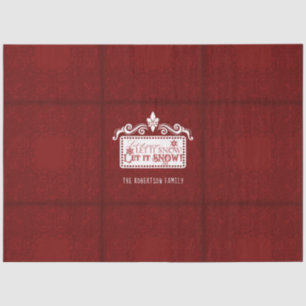 Papel De Seda Natal Deixe-o nevar Typografia Red White Family
