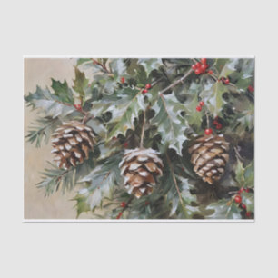 Papel De Seda Natal - Disoupage Holly e Pinecones