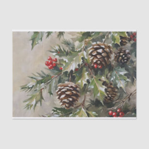 Papel De Seda Natal - Disoupage Holly e Pinecones
