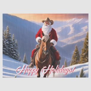Papel De Seda Natal do Cavalo Andando do Papai Noel
