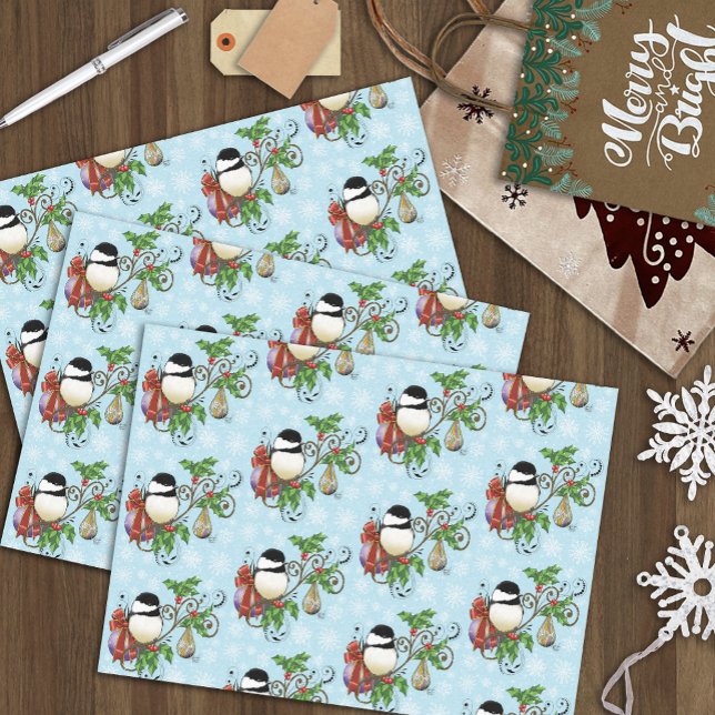 Papel De Seda Natal do Chickadee de inverno (Criador carregado)