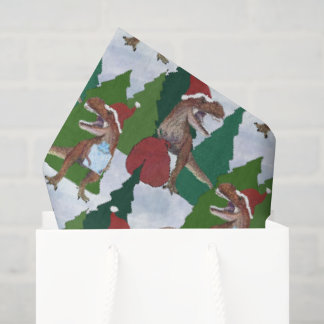 Papel De Seda Natal do Dinossauro T-Rex Papai Noel