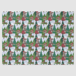 Papel De Seda Natal do Dinossauro T-Rex Papai Noel