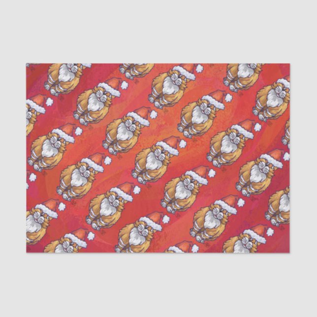 Papel De Seda Natal do gato do gengibre no vermelho (Frente )