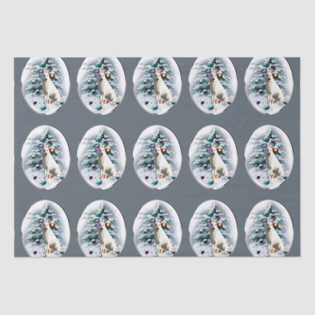 Papel De Seda Natal do German shepherd Branco (Frente )