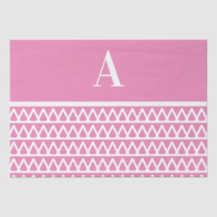 Papel De Seda Natal do Padrão Rosa do Monograma Pastel